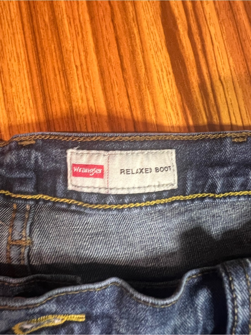 Wrangler Women's Boot Cut Jeans in Blue Denim with Yellow Stitching
